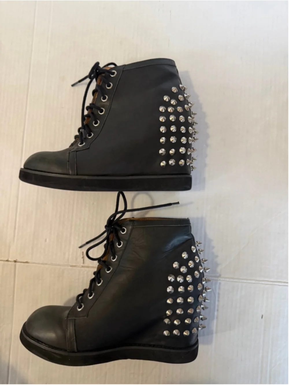 Women's Jeffrey Campbell Black Spiked Wedge Boots Size 9